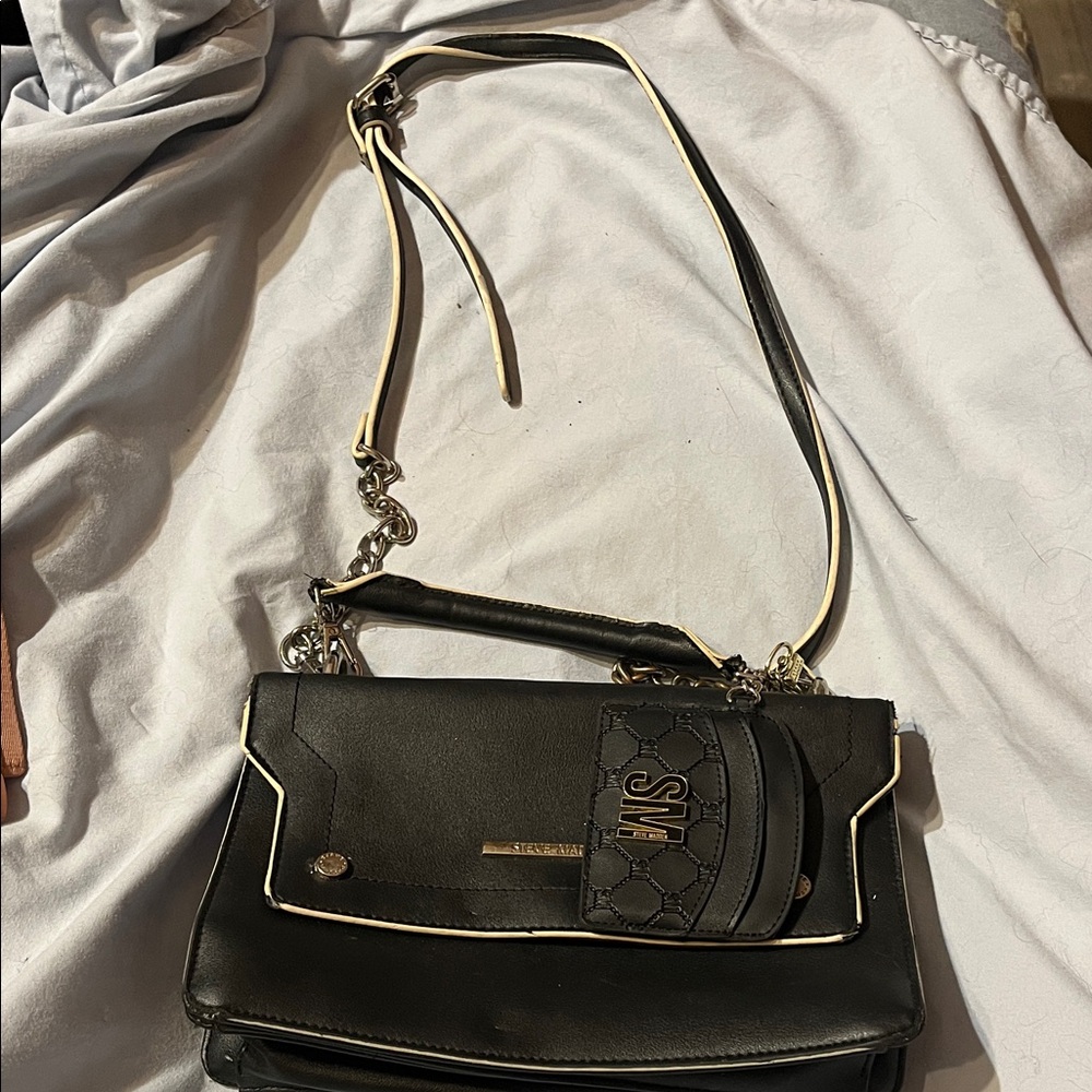 Steve Madden Black Crossbody Bag with Chain Accent